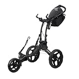Clicgear Rovic RV1D 2.0 Disc Golf Push Cart | 3-Wheel| Fits All Disc Golf Backpacks (Charcoal/Black)