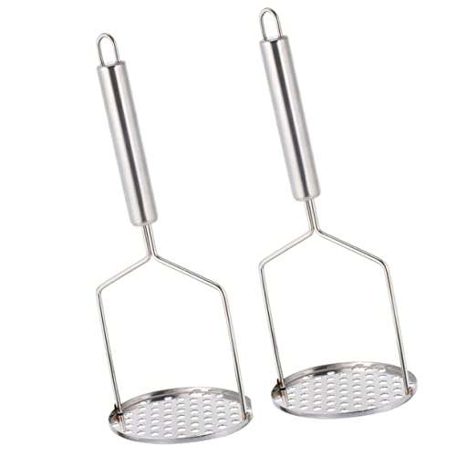 ABOOFAN 2Pcs Stainless Steel Potato Masher Manual Potato Crusher Tool for Effortless Vegetable and Fruit Pureeing Comfortable Grip Design for Easy Use and Mashing