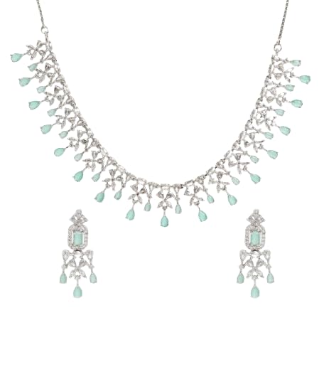 LAVISHTAG Cubic Zirconia Jewellry Set for Women Necklace Set With Earrings For Women & Girls Pendent Set With Earrings For Women (Red) (B0D9D1WQKB) Amazon Price History, Amazon Price Tracker