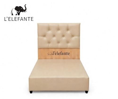 هيكل سرير مفرد بلوح رأسي مبطن بإسفنج فاخر وهيكل من الخشب الصلب المقوي بتصميم عصري وأنيق لغرف النوم الرئيسية وغرف الأطفال وغرف الضيوف، مقاس 90 سم × 1.9 متر (لون بيج)