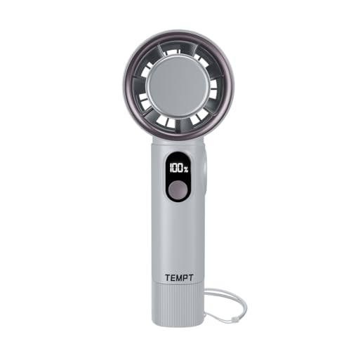 Image of TEMPT ICY Portable Cooling Hand Fan, 14000+ RPM Turbo Speed, USB-C, White | 12-Hour Runtime, Ultra Quiet 30dB, Smart LED Display, 4 Speed Settings, USB-C Fast Recharge, 4000mAh Battery, Portable Design