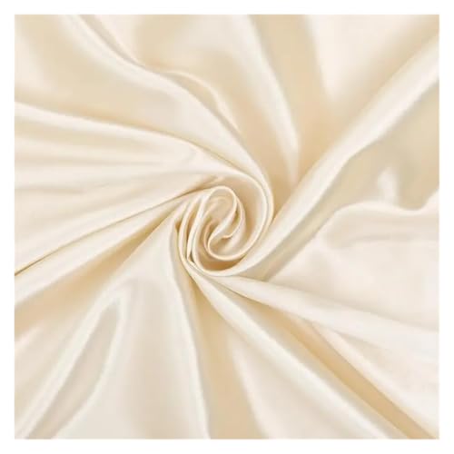 Tissu satin charmeuse beige anti-froissement, rouleau de 7m pour drapés sans plis