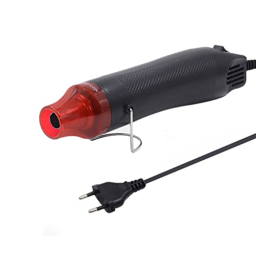 Pistola de aire caliente, pistola de calor mofa herramientas de pistola termorretráctil con soporte para estampado y secado de pintura, boquilla de calefacción eléctrica multiusos 300 W 220 V (negro) Cover