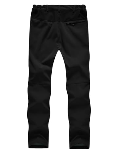 YSENTO Damen Softshellhose Skihose Outdoor Wanderhose Fleece Gefüttert Wasserdicht Winter Thermohose Trekkinghose(Alle Schwarz,M)