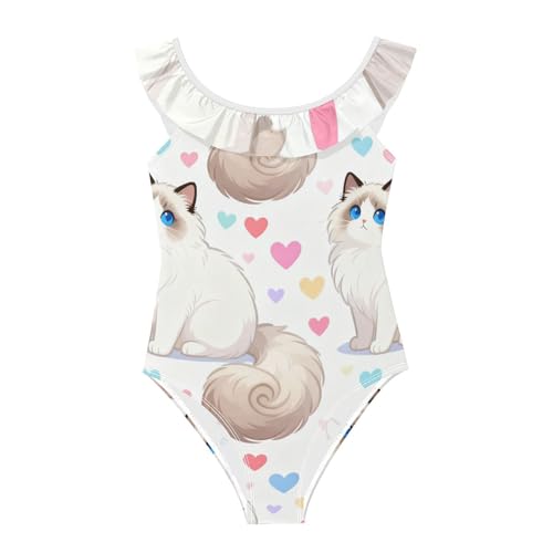 Traje de baño blanco con volantes SyXIOP cómodo y sin transparencias para niñas