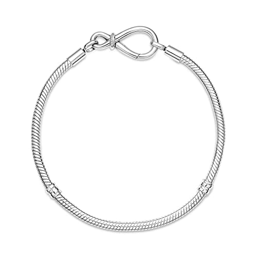 PANDORA Moments Infinity Knot Snake Chain Bracelet - Compatible Moments Charms - Sterling Silver Charm Bracelet for Women - Gift for Her - 18 cm, No Gift Box