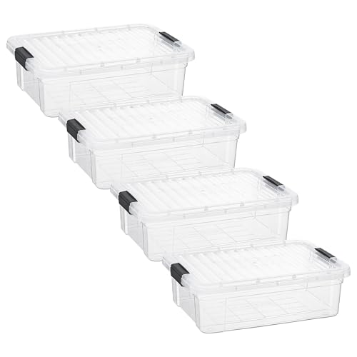Image of Superio Storage Bins with Lids- 4 Pack, 7.4 Qt Clear Boxes for Organizing, Stackable Plastic Containers- BPA Free, Non-Toxic, Odor Free, Organizer for Home, Office, Dorm