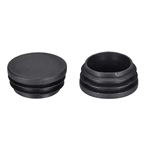 uxcell 1.5 inches Round Black PE Tubing End Cap Steel Furniture Pipe Tube Cover Insert 20 Pcs