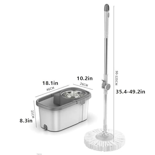 PBENO Bodenwischer Automatische rotierende schnelle Austrocknung, kein Händewaschen, Nasser und trockener Mopp, Haushalts-Saugnapf-Mopp-Set mit Mopp-Eimer-Moppkopf – Bild 3