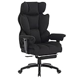 SKYE ゲーミングチェア 広々座面 ニットファブリック&低反発クッション|135°リクライニング&ランバーサポート|180kg耐荷重 デスクチェア オフィスチェア 在宅勤務 社長椅子 (ニット生地 ブラック)