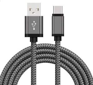 USB Type C Long 10ft Heavy Duty Braided Cable Dark Gray/Black
