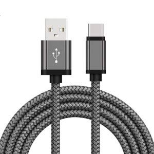 USB Type C Long 10ft Heavy Duty Braided Cable Dark Gray/Black