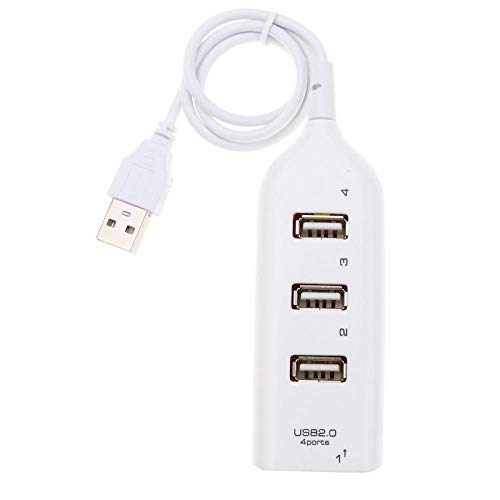 BEPM Notebook Usb Splitter Usb Extender Usb Port Usb Hubs Universal Usb Hub 4 Port Usb 2.0 With Cable High Speed Mini Hub Socket Pattern Splitter Cable Adapter For Laptop Pc-White