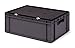 Produktbild Lagerbehälter/Euro-Transport-Stapelbox K-TK 600/210-0, grau, mit Verschlußdeckel schwarz, 600x400x221 mm (LxBxH), aus PP. 40 Liter Nutzvolumen