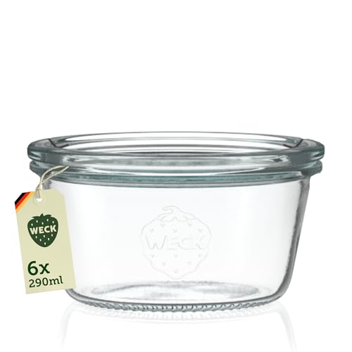 Weck Lot de 6 pots à fraîcheur, forme/Bocaux en verre 290 ml RR100 Accessoires avec choix original Réveil dans le carton transparent