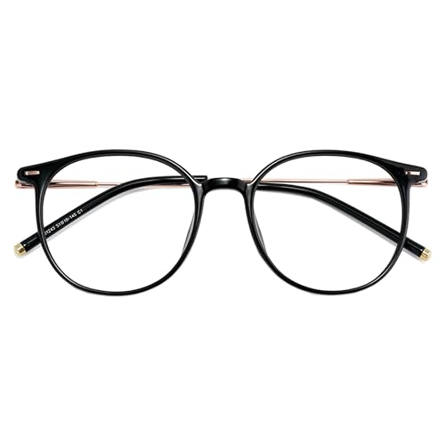 [AIYUJIWU] ブルーライトカット メガネ ブルーライト めがね 紫外線カット UVカット 眼鏡 度なし おしゃれ pcメガネ パソコン用メガネ 伊達メガネ メンズ レディース 男女兼用 軽量 (ブライトブラック.ゴールド)のサムネイル