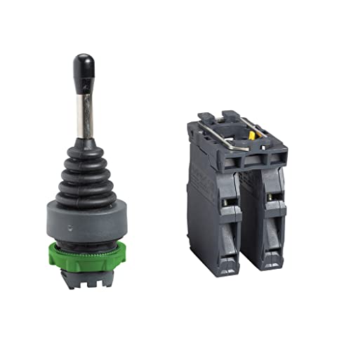 Schneider Electric - Schneider Electric Joystick Controller - 4 Directions, 22mm Mounting Diameter - Spring Return Mechanism, 1NO Contact Type per Direction - Quick & Easy Assembly - Harmony XB5 (XD5PA24)