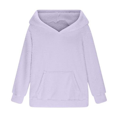 DDAPJ pyju Girls Fuzzy Fleece Pullover Hoodies Loose Casual Sweatshirt Sherpa Pullover Tops Winter Warm Outwear with Pocket3