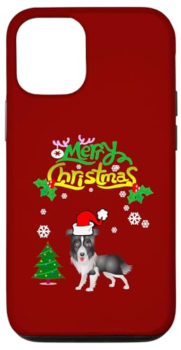 Carcasa para iPhone 12/12 Pro Siberian Husky Dog Merry Christmas Santa Hat Funny Xmas