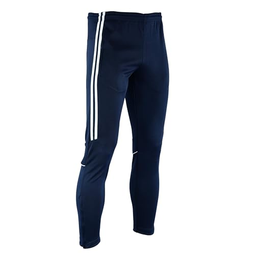 SiXsigma Sports Tracksuit Bottoms Men Sweatpants Zip Pockets - Quick Dry Mens Joggers Bottoms for Gym, Joggers, Running & Sports - Ideal Mens Trousers Gifts for Men (Blue, Large)