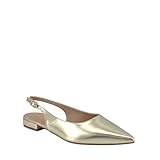 MODELISA - Zapatos de Tacón Bajo Slingback para Mujer, Bailarinas de Punta con Hebilla, Zapatos de Vestir Planos Metalizados (Dorado, Sistema Tallas Calzado EU, Adulto, Mujer, Números, Mediano, 38)