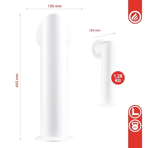 Tubo Del Camino Max Per Caminetti Elettrici - Riproduzione Di Un Camino Con Rosetta - Include Materiale Di Montaggio - Bianco - 2