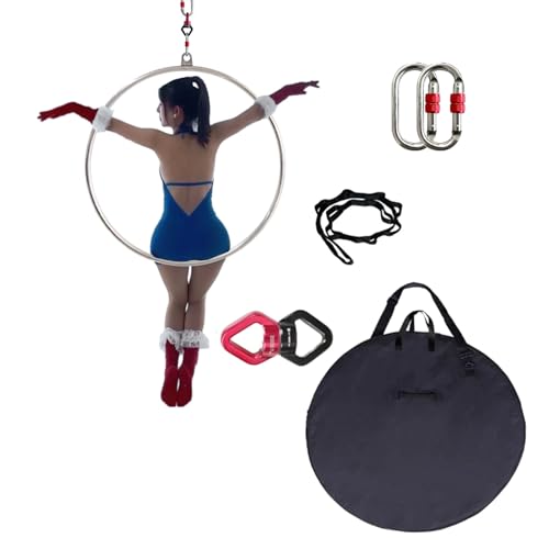 Kunovo Single Point Lyra Aerial Hoop Kit, Stainless Steel Aerial Ring with Storage Bag, Aerial Yoga Equipment for Dancing Studio/Home Practice (Size : 90 cm (35