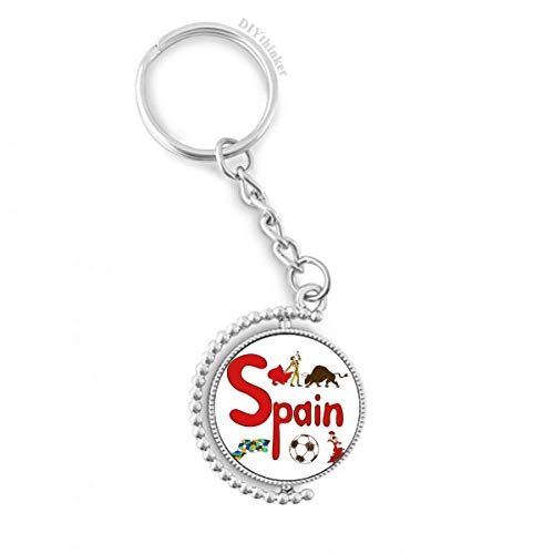 Llavero giratorio con patrón de España y acabado premium con anillo de peregrino