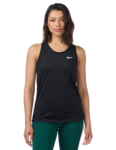 Nike W Nk DF Rlgd Rcr Tank Camiseta de Tirantes, Blanco/Negro, Extra-Small para Mujer
