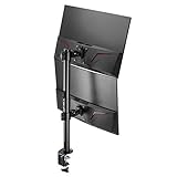 AVLT 34' Vertical Ultrawide Monitor Mount Stand Two Stacked 19.8 lb Screens on Heavy-Duty Pole Save Workspace with Fine-Tune Height Tilt Swivel Rotate Adjustment C-clamp and Grommet Mounting Base