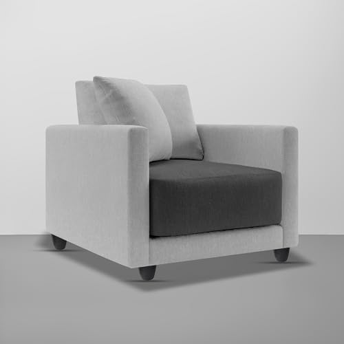 Image of Casaliving Dominic 1 Seater Sofa Set for Living Room (Black Grey Fabric) Premium Fabric Sofa