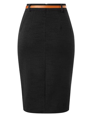 kate kasin women39s tweed pencil skirt knee length high waisted skirts with slit elegant skirts with belt