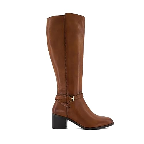 Dune Ladies TRUSTI 2 Buckle Heeled Knee High Boots Size UK 5 Block Heel