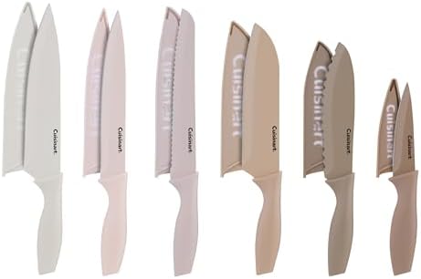 Cuisinart Advantage 12-Piece Kitchen Knife Set, Professional-Quality Nonstick Coated Stainless Steel Knives with Covers, Nonstick Color Coating for Easy Slicing, Ergonomic Handles, G1022-12P