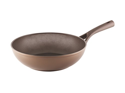 Pyrex 28 cm Large Gusto Plus Non-Stick Inductive Wok, Brown