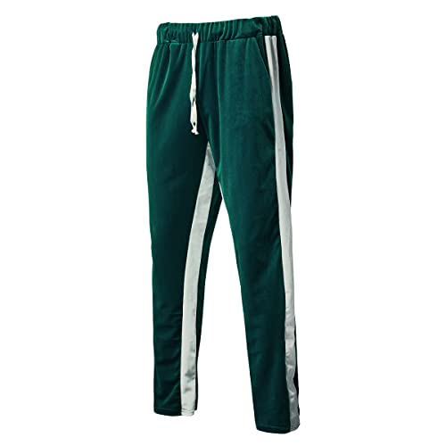 Kissqiqi Men's 2 Pieces Full Zip Tracksuits Green Velvet Thickening Sport Suits Casual Outfits Jacket & Pants Fitness Tracksuit Sets #TOP3