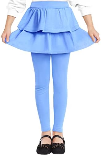 Witwot Girls Leggings with Skirt Toddler Tutu Pants Tights 7-8 Years Blue