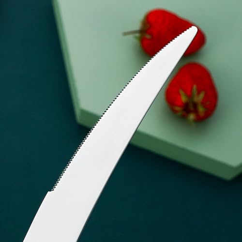 Image of Elegant Butter Spreader - Rustproof Stainless Steel, Ergonomic Grip - Perfect for Breakfast, Parties, or Kitchen Use - Polished and Easy to Clean (6 Pcs Dinner Knife, Gold)