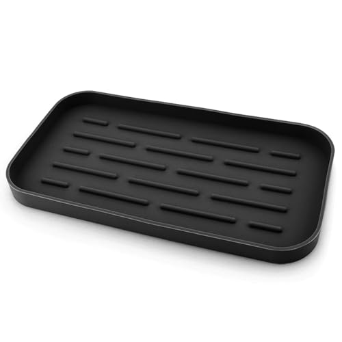 Silicone Spoon Rest (Gray) - Functional, Heat Resistant Utensil Holder for Kitchen Countertop - Non Slip, Easy to Clean, Multifunctional