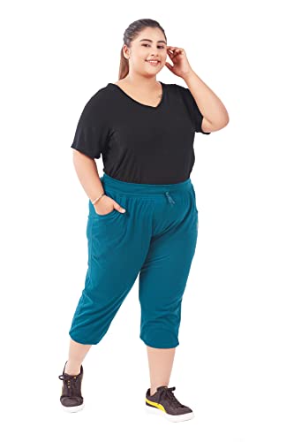 Image of CUPID Women's Cotton Plain Capri 3 /4th Knee Length Short Pant for Ladies