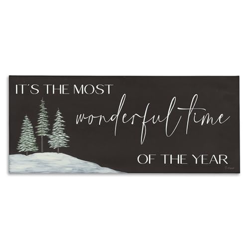 Stupell Industries Most Wonderful Time Holiday Phrase Snowfield Trees, Design by Soulspeak & Sawdust