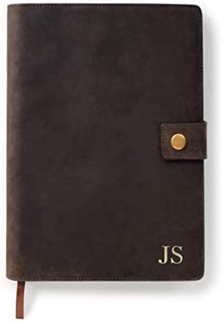 Full Grain Leather Refillable Journal Cover with A5 Notebook, Pen Loop, Card Slo