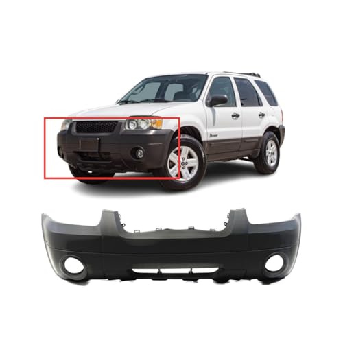 Image of FitParts Compatible with Ford Escape 2005-2007 Front Bumper Cover | Primed, With Fog Light Holes, Without Parking Sensor Holes, Hybrid, Ready to Paint, OEM 5L8Z17D957BAA, FO1000571