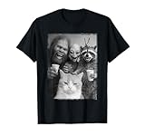 Cat Selfie with Bigfoot, Alien & Racoon | Funny Cat T-Shirt