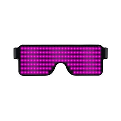 LED Glow Glasse, Nightclub Glow Flashing Sunglasses Eyewear, USB Rechargeable LED Luminous Glasses, Multi-Purpose Light Up Party Glasses Display Screen Neon Party Supplies for Kids Men Women(Pink) Cover
