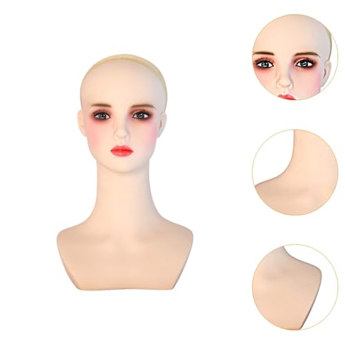 Cabeza de maniquí de cosmetología de PVC y soporte organizador de pelucas 3