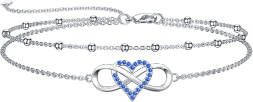 Pulsera tobillera de plata de ley regalo de Navidad y cumpleaños para mujer
