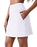 Oyamiki Golf Skorts for Women with Pockets High Waisted Athletic Skort Zipper Pockets Tennis Skirts White M