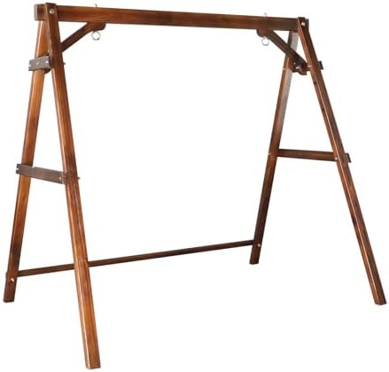 ZIMTOWN Wooden Swing Frame, Weatherproof A-Frame Proch Swing Stand, 660LB Heavy Duty Capacity, Rustic Style for Indoor, Outdoor, Garden, Backyard and Patio Use