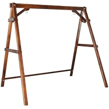 Wooden Swing Frame, Heavy Duty 660LB Capacity A-Frame Stand with Weatherproof Finish for Most Porch Swings, Rustic Style, Perfect for Garden, Patio and Backyard